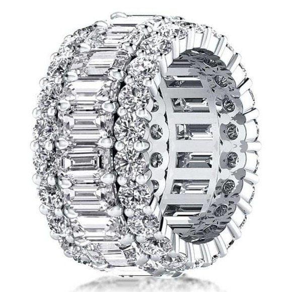 Italo Triple Row Created White Sapphire Ring- Size 12.5 - Picture 5 of 6